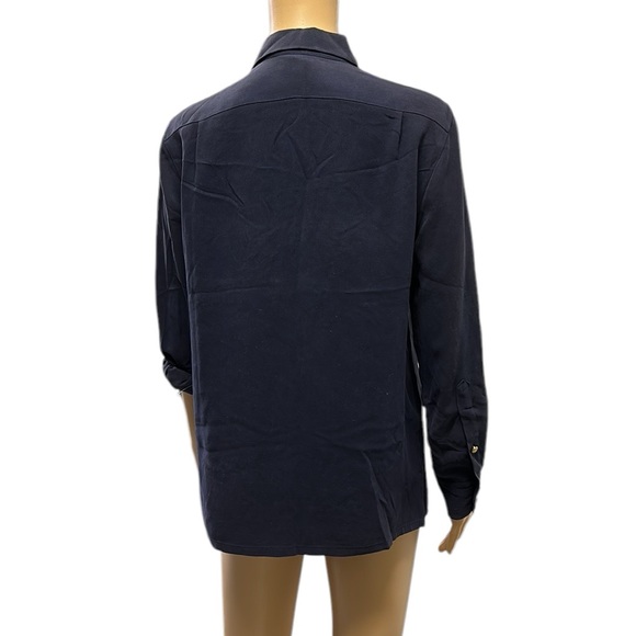 Silk Lauren Ralph Lauren Button Up Long Roll Tab Sleeve Embroidered Crest Shirt - Picture 7 of 9